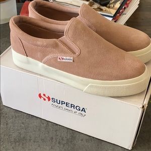 NWT - SUPERGA Platform Suede slip-on shoes.